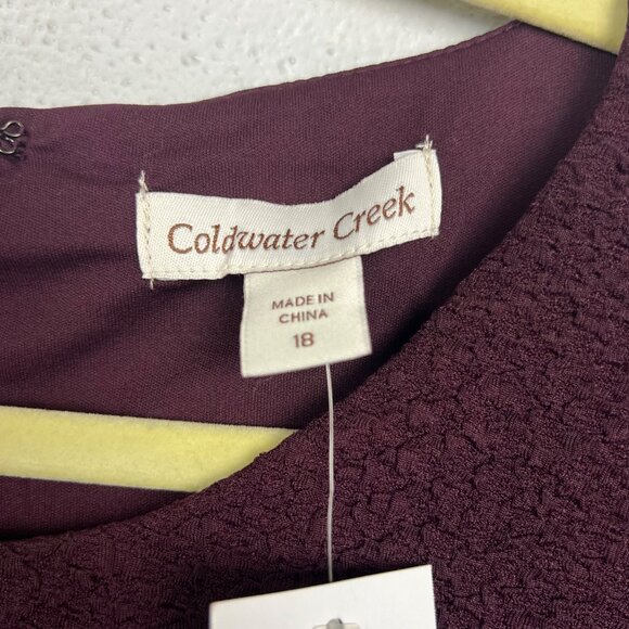 NWT Coldwater Creek Women's Blackberry Color Textured 3/4 Sleeve Dress Size 18 - Picture 7 of 7